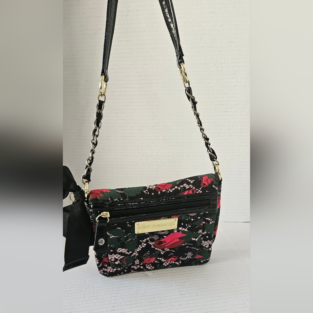 Betsey Johnson‎ black and red floral mini crossbody bag - Picture 7 of 9